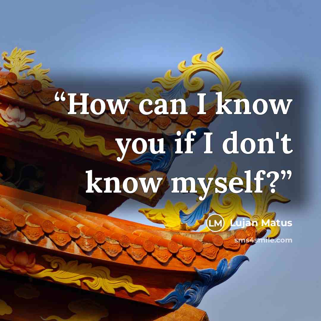 “How can I know you if I don't know myself?” quote by Lujan Matus