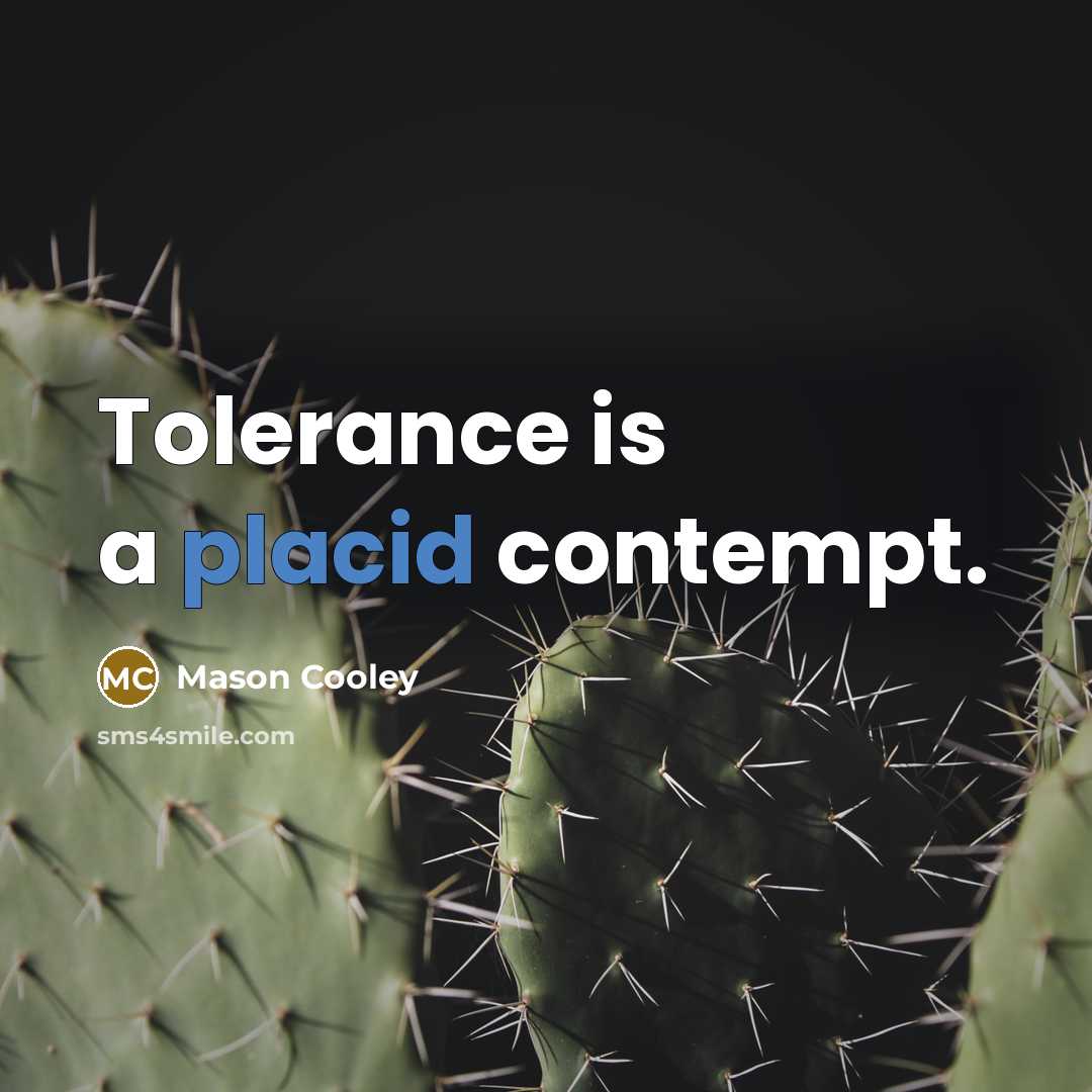 “Tolerance is a placid contempt.…” quote by Mason Cooley