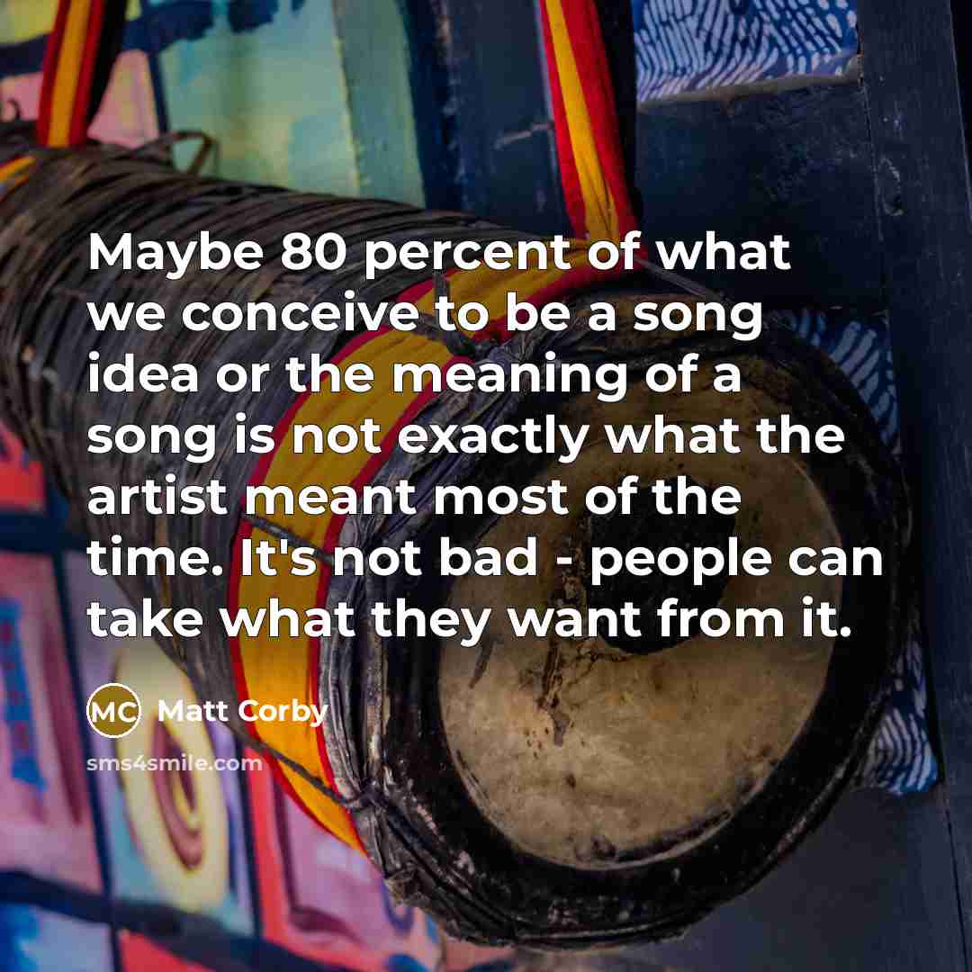 “Maybe 80 percent of what we conceive to be a…” quote by Matt Corby