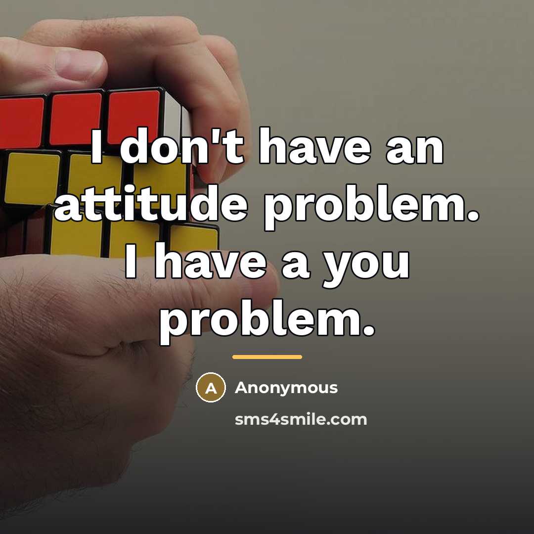 “I don't have an attitude problem. I have a you…” quote by Anonymous