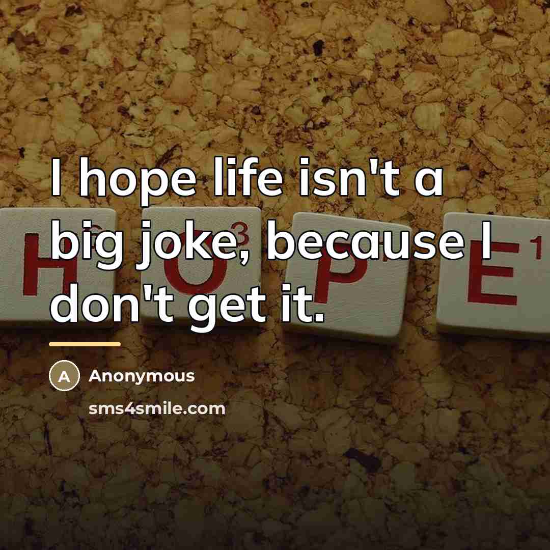 “I hope life isn't a big joke, because I don't…” quote by Anonymous