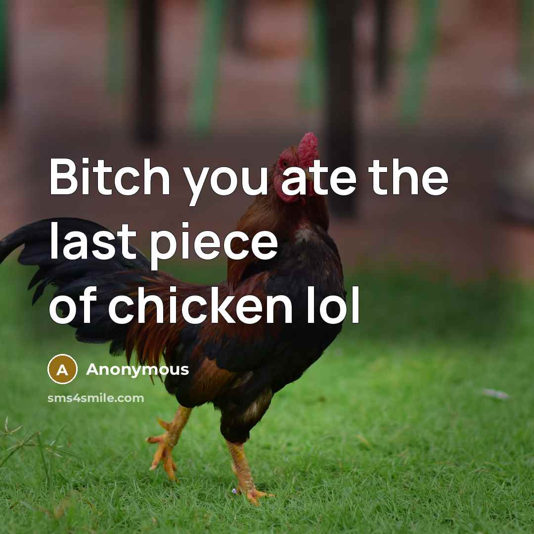 “Bitch you ate the last piece of chicken lol…” quote by Anonymous