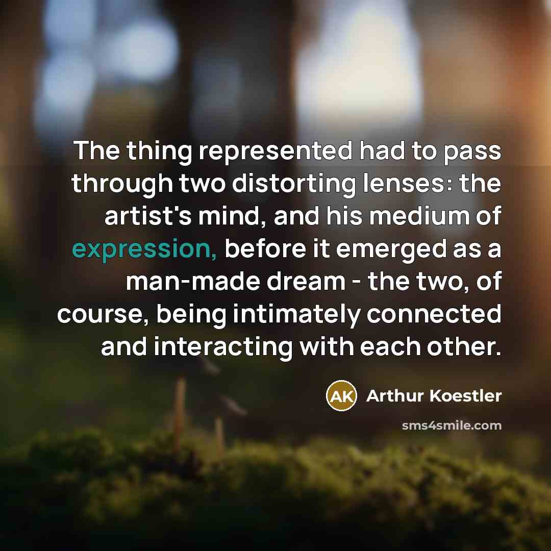 “The thing represented had to pass through two distorting lenses:…” quote by Arthur Koestler