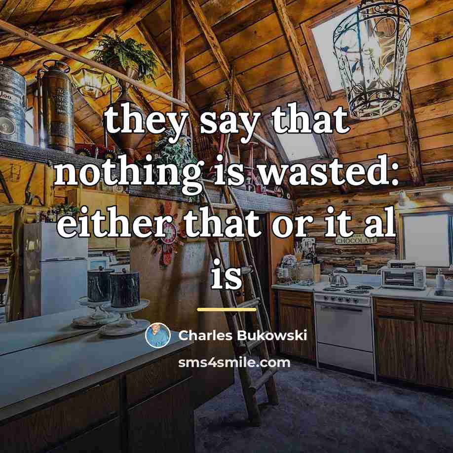 “they say that nothing is wasted: either that or it…” quote by Charles Bukowski
