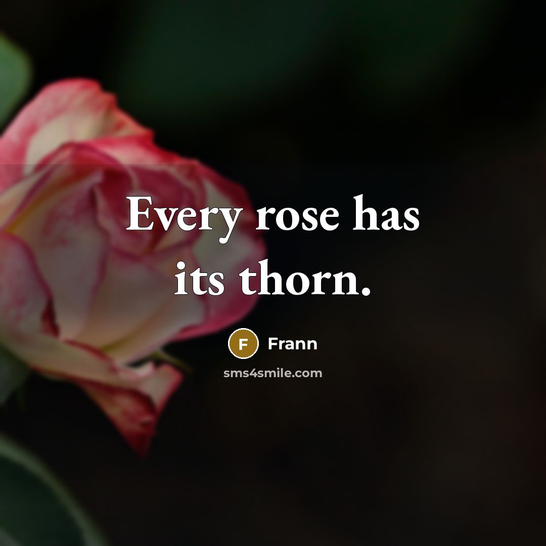“Every rose has its thorn.” quote by Frann