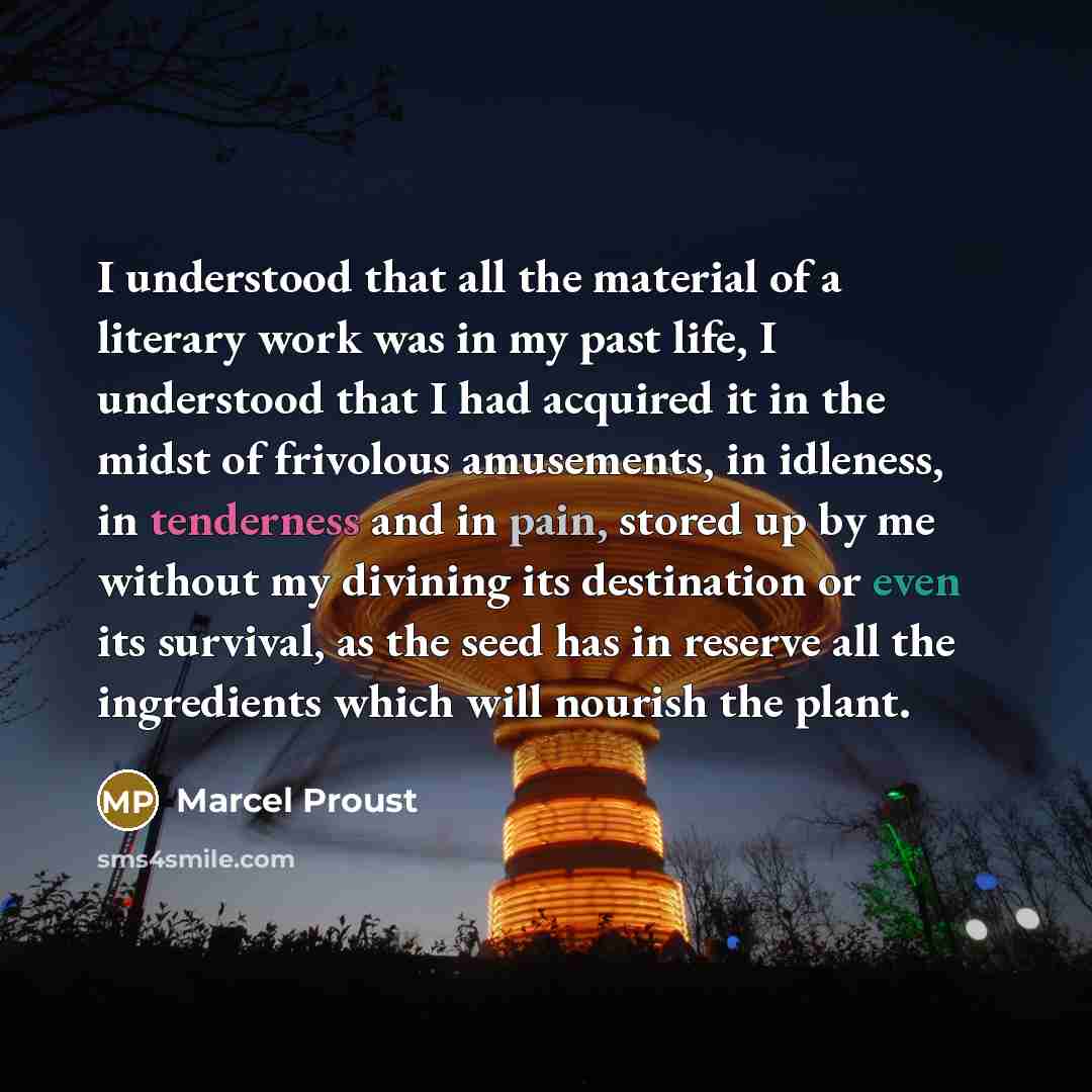 “I understood that all the material of a literary work…” quote by Marcel Proust