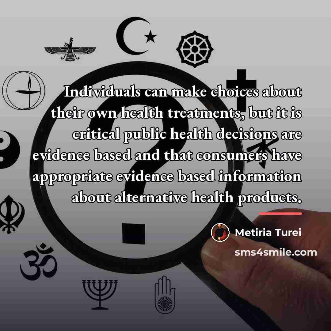 “Individuals can make choices about their own health treatments, but…” quote by Metiria Turei