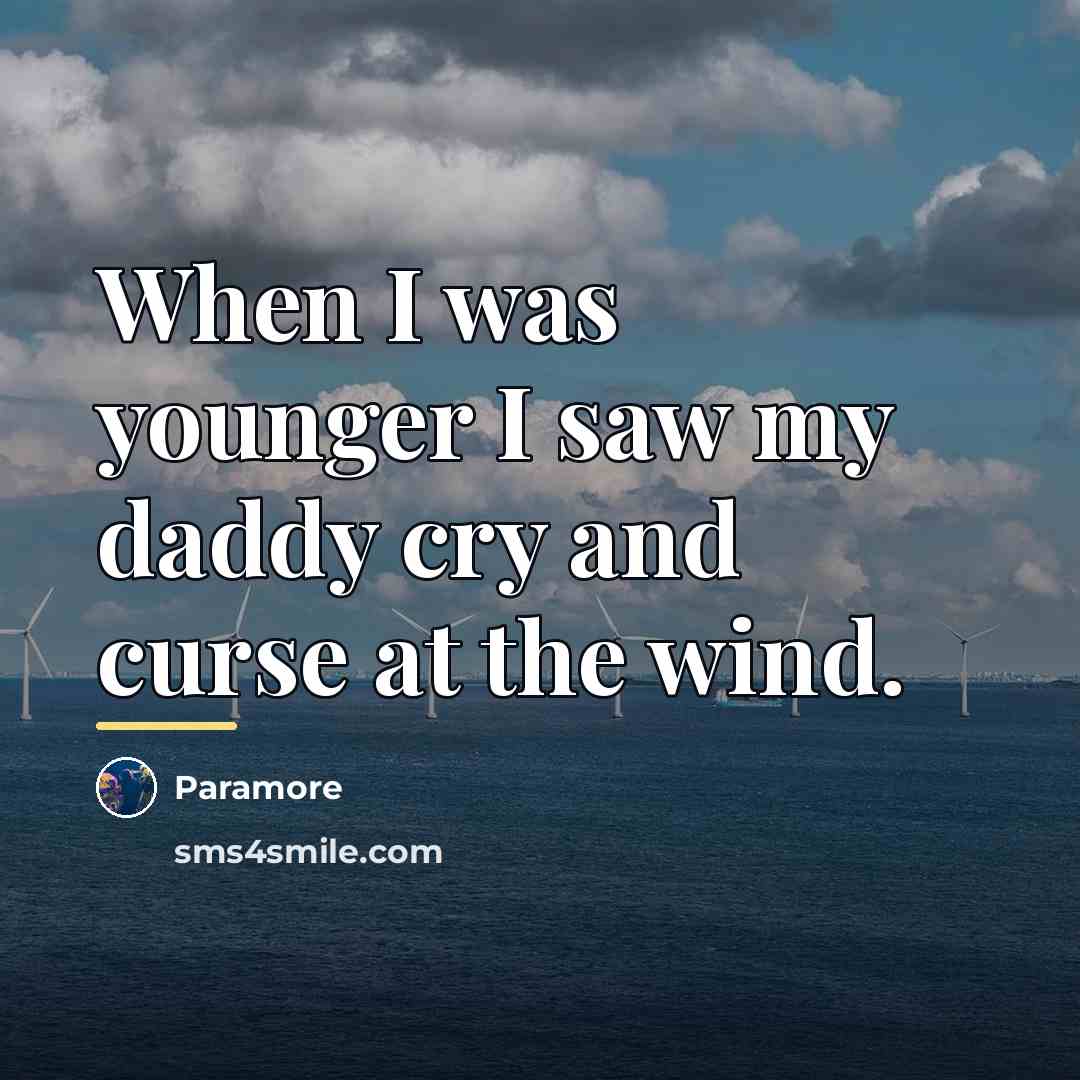 “When I was younger I saw my daddy cry and…” quote by Paramore