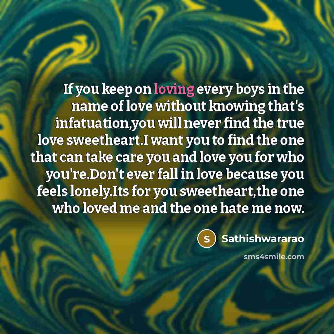 “If you keep on loving every boys in the name…” quote by Sathishwararao