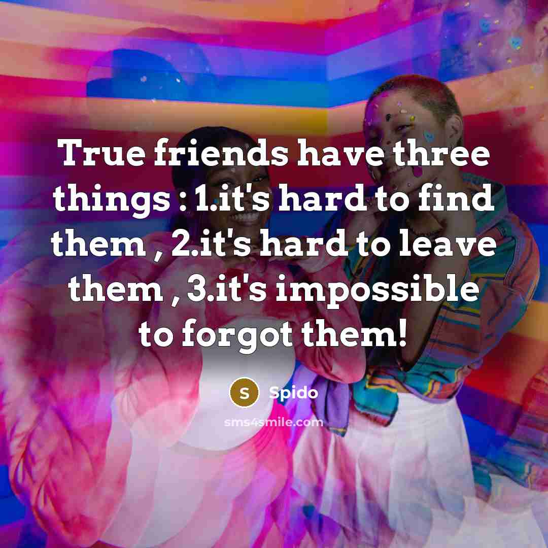 “True friends have three things : 1.it's hard to find…” quote by Spido