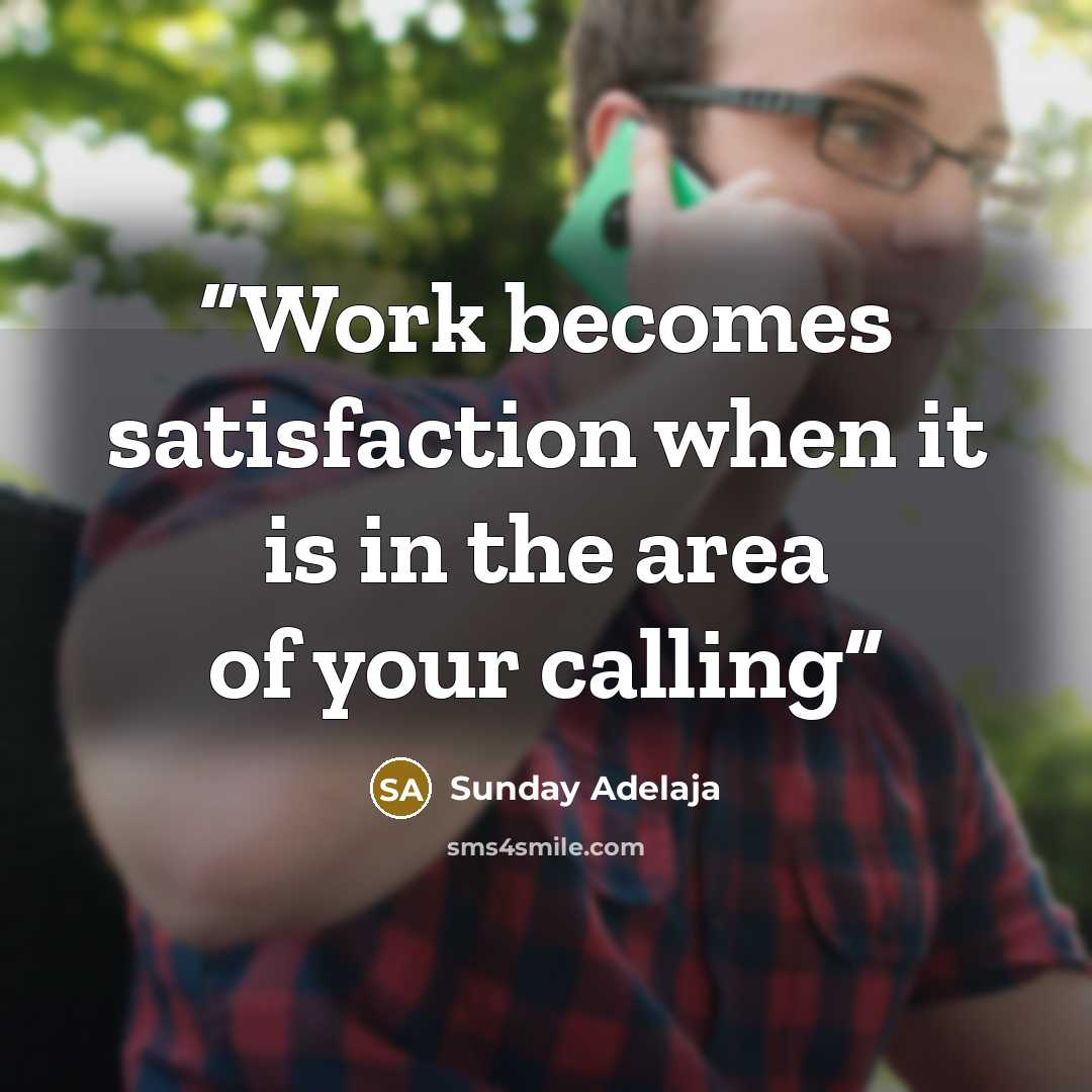“Work becomes satisfaction when it is in the area of your calling” quote by Sunday Adelaja