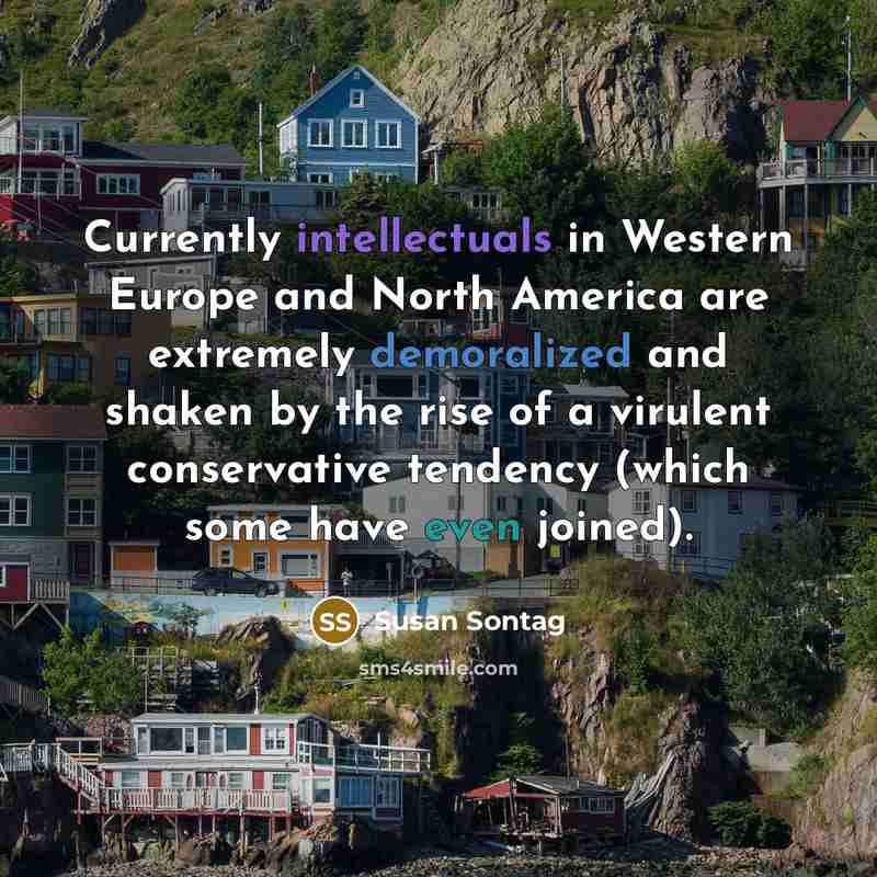 “Currently intellectuals in Western Europe and North America are extremely…” quote by Susan Sontag