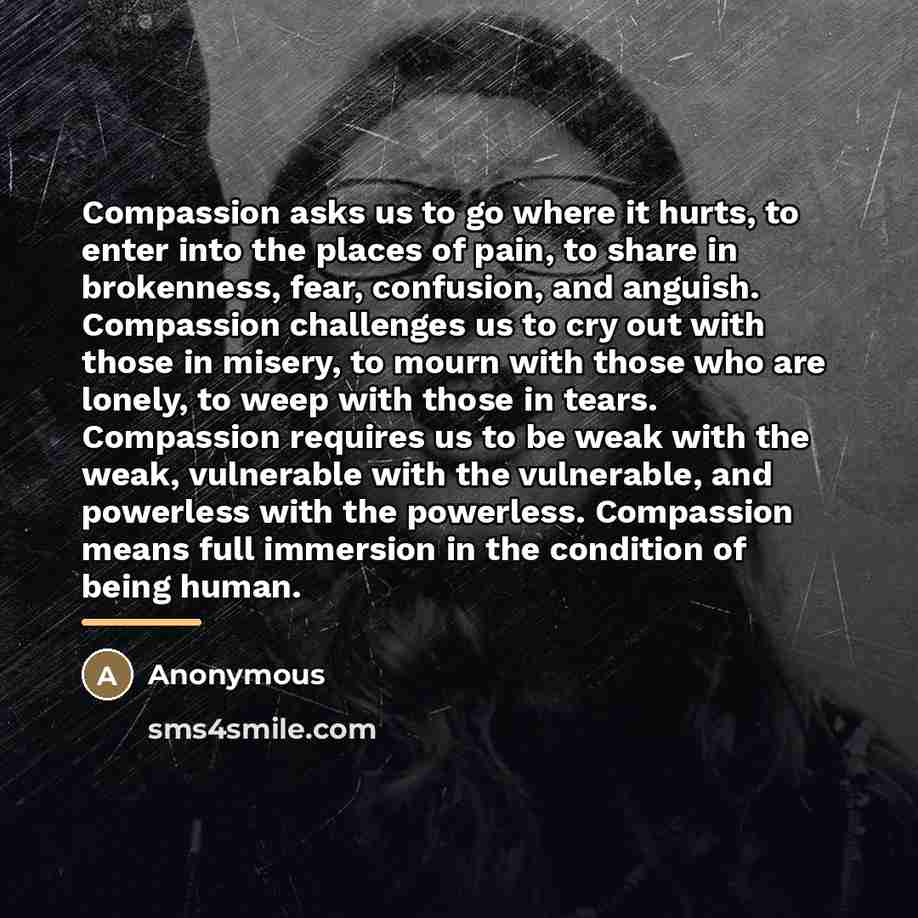 “Compassion asks us to go where it hurts, to enter…” quote by Anonymous