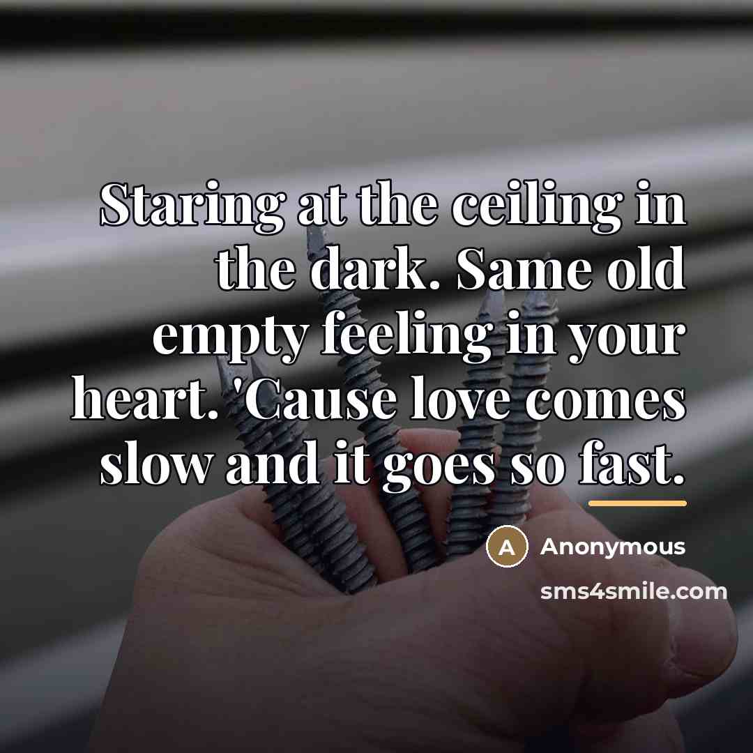“Staring at the ceiling in the dark. Same old empty…” quote by Anonymous