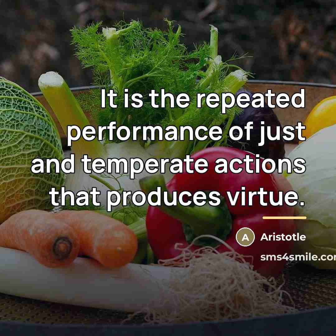 “It is the repeated performance of just and temperate actions…” quote by Aristotle