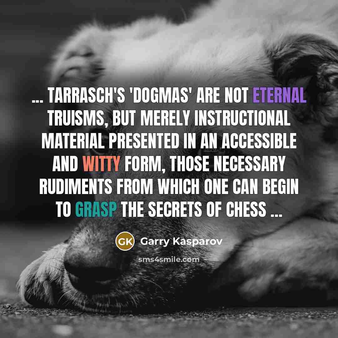 “... Tarrasch's 'dogmas' are not eternal truisms, but merely instructional…” quote by Garry Kasparov