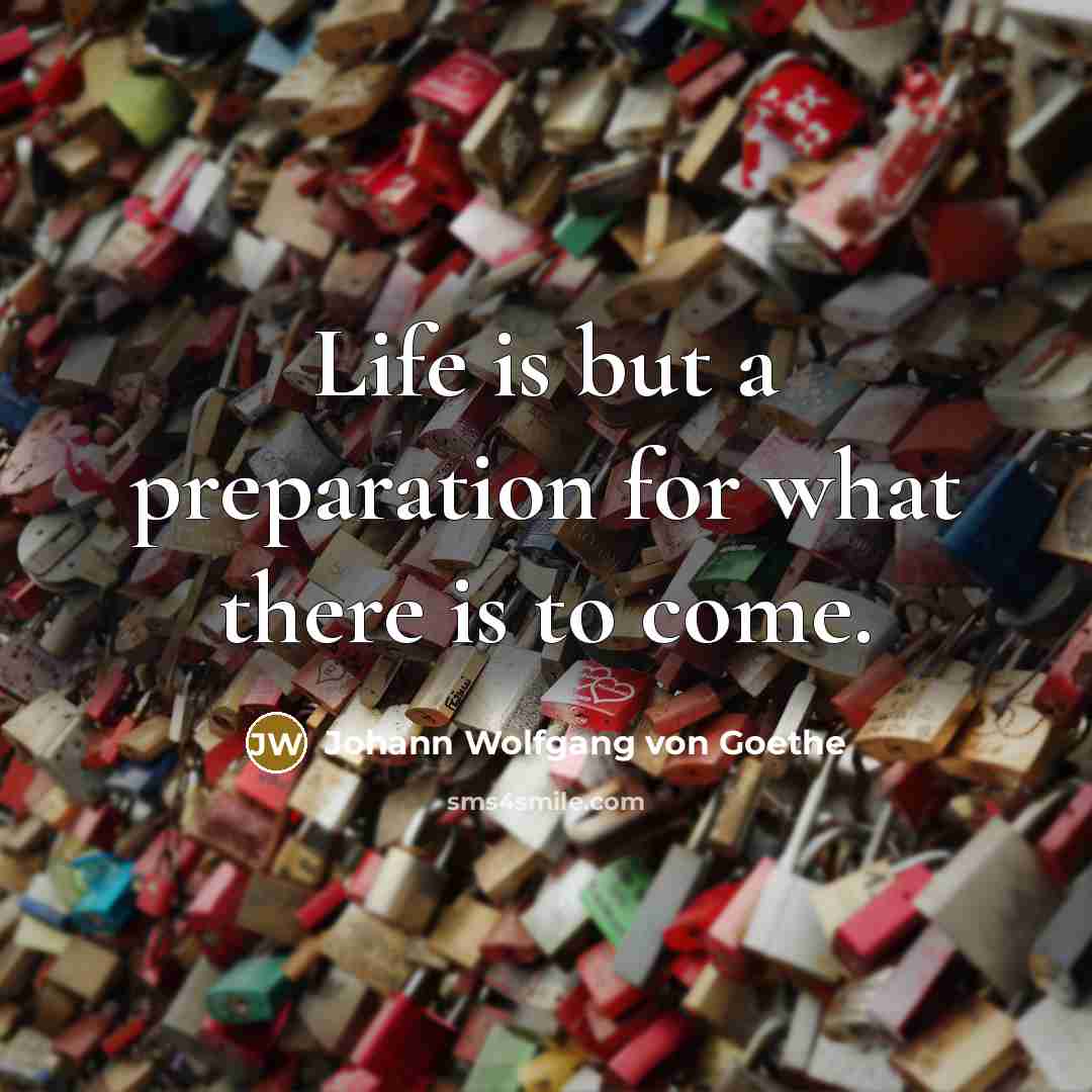 “Life is but a preparation for what there is to…” quote by Johann Wolfgang von Goethe