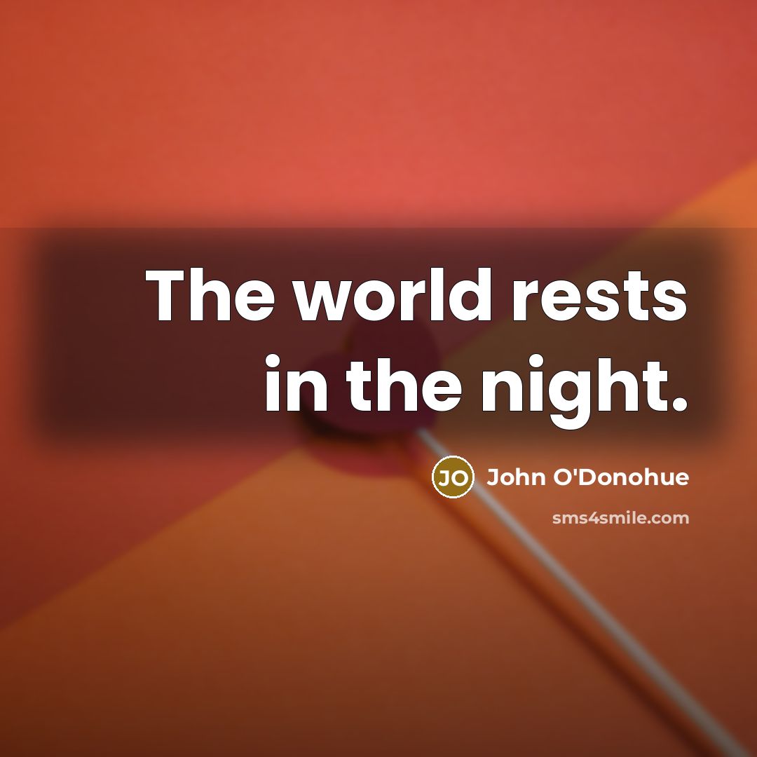 “The world rests in the night.…” quote by John O'Donohue