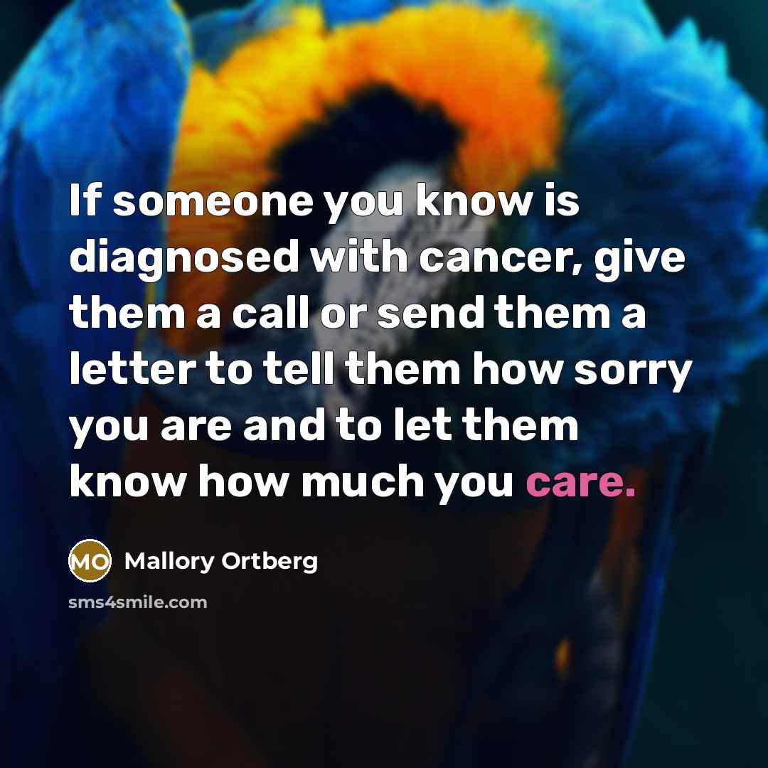 “If someone you know is diagnosed with cancer, give them…” quote by Mallory Ortberg