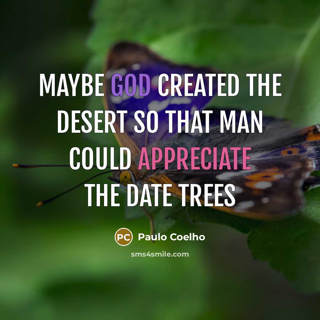 “Maybe God created the desert so that man could appreciate…” quote by Paulo Coelho