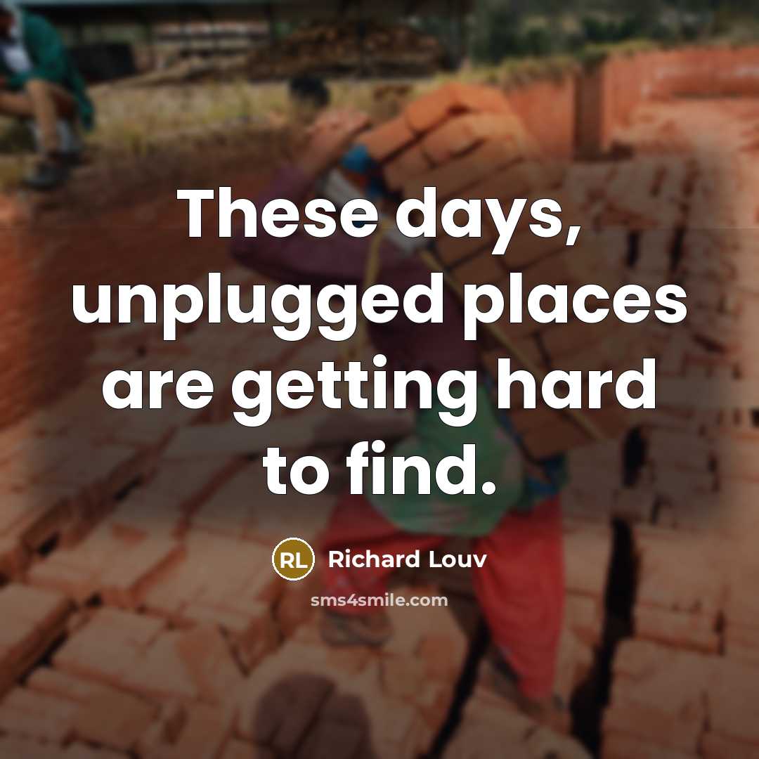 “These days, unplugged places are getting hard to find.” quote by Richard Louv