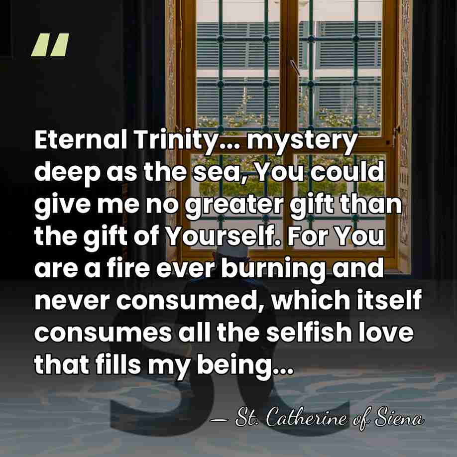 Eternal Trinity... mystery deep as the sea, You could give me no&hellip; - St. Catherine of Siena
