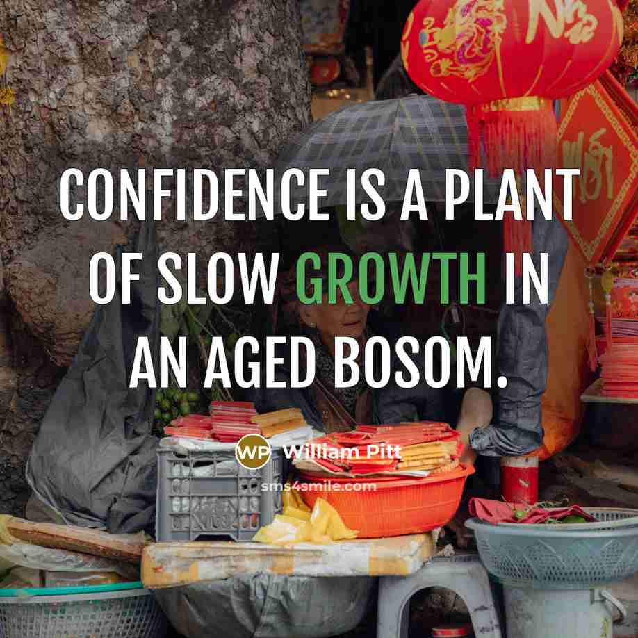 “Confidence is a plant of slow growth in an aged…” quote by William Pitt