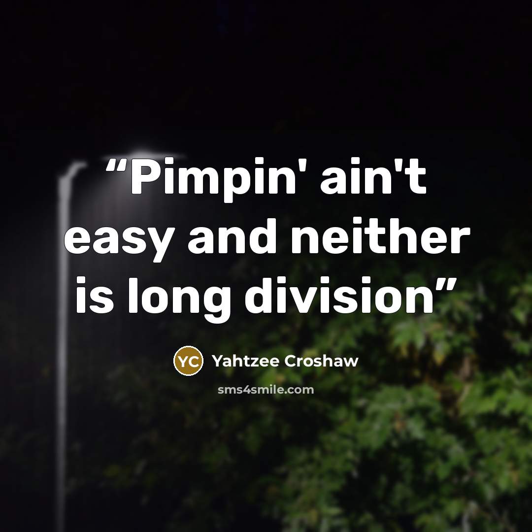 “Pimpin' ain't easy and neither is long division” quote by Yahtzee Croshaw