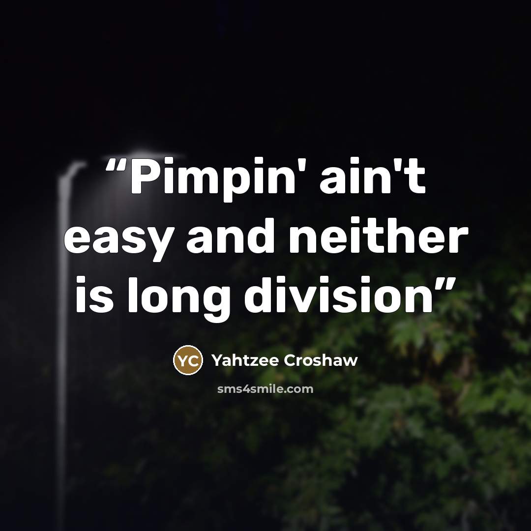 “Pimpin' ain't easy and neither is long division” quote by Yahtzee Croshaw