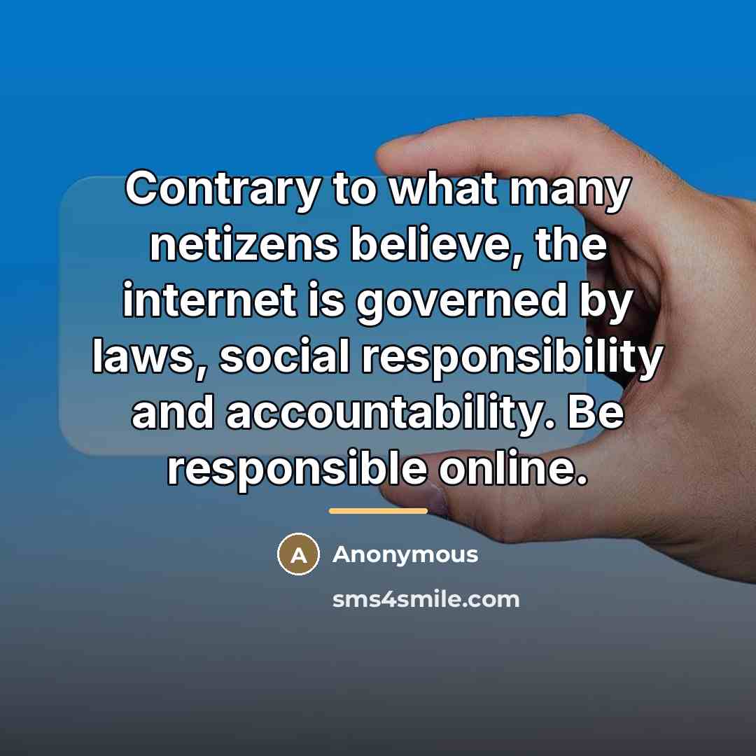 “Contrary to what many netizens believe, the internet is governed…” quote by Anonymous