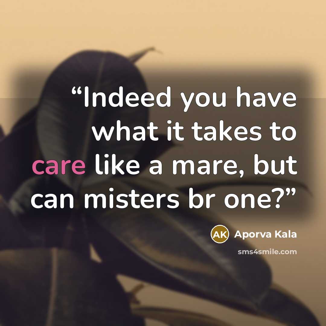 “Indeed you have what it takes to care like a mare, but can misters br one?” quote by Aporva Kala