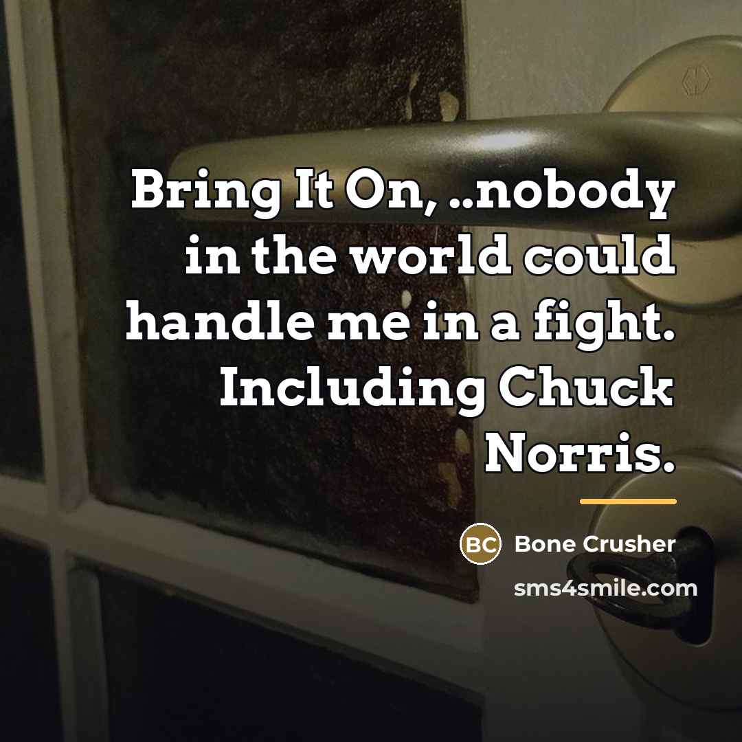 “Bring It On, ..nobody in the world could handle me…” quote by Bone Crusher
