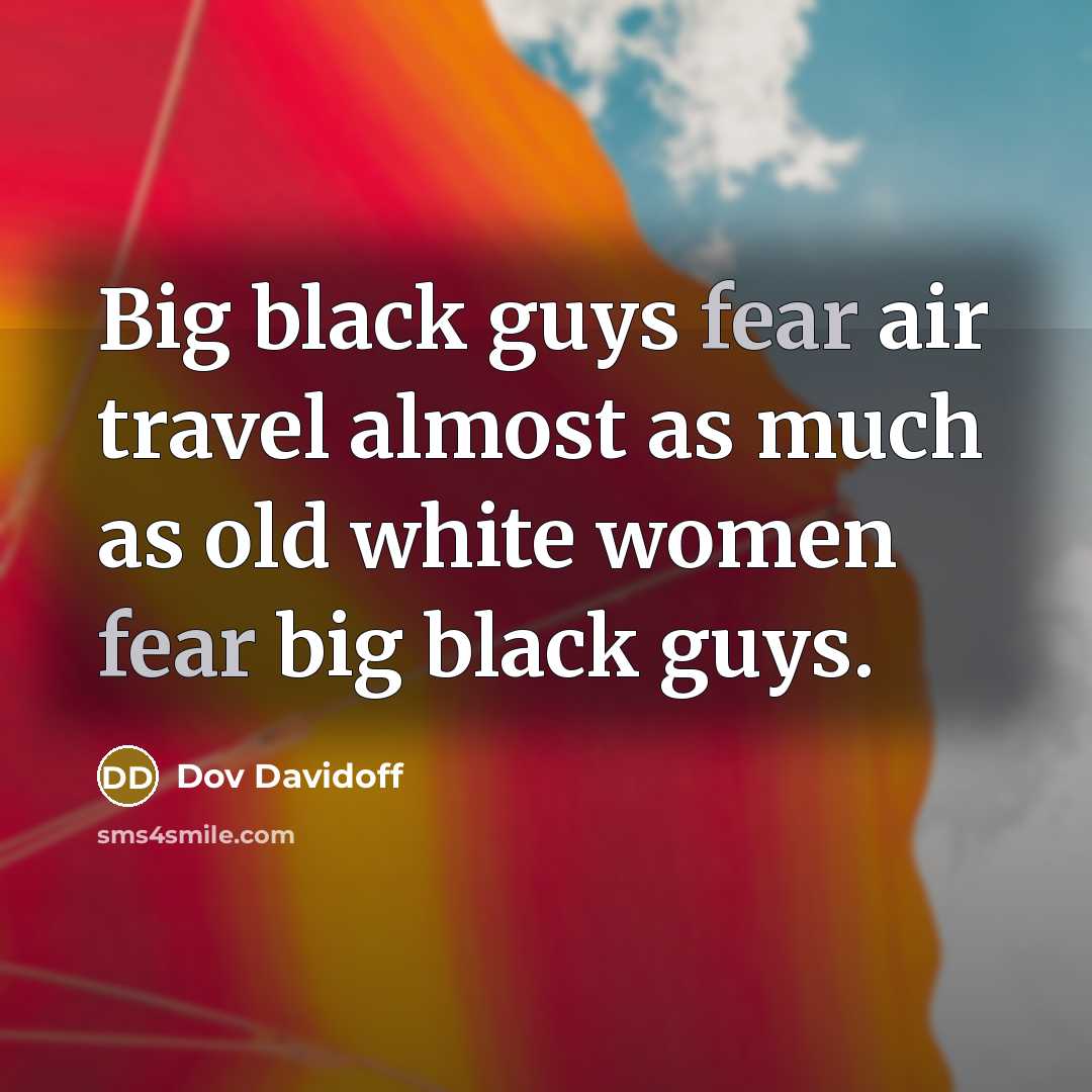 “Big black guys fear air travel almost as much as…” quote by Dov Davidoff