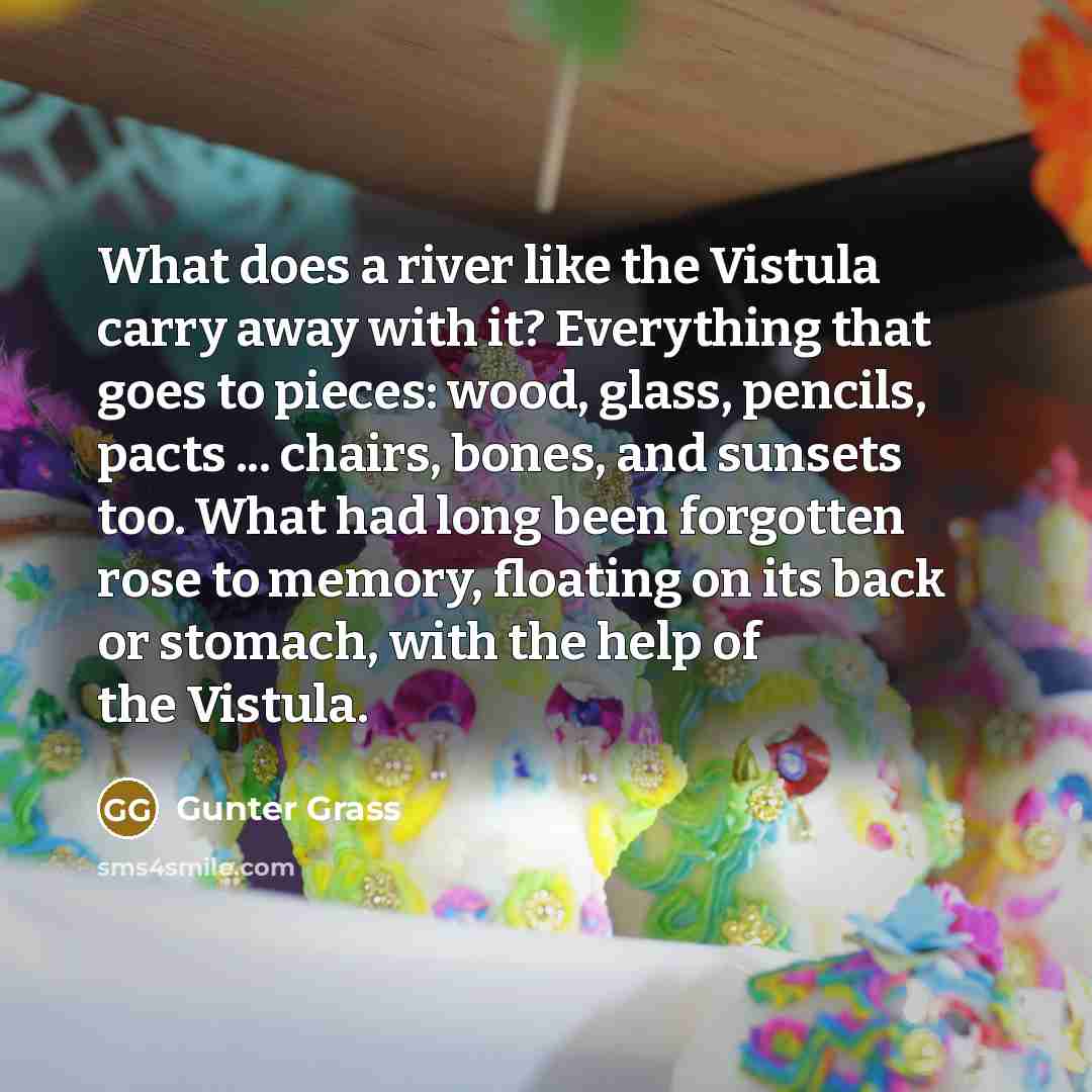 “What does a river like the Vistula carry away with…” quote by Gunter Grass