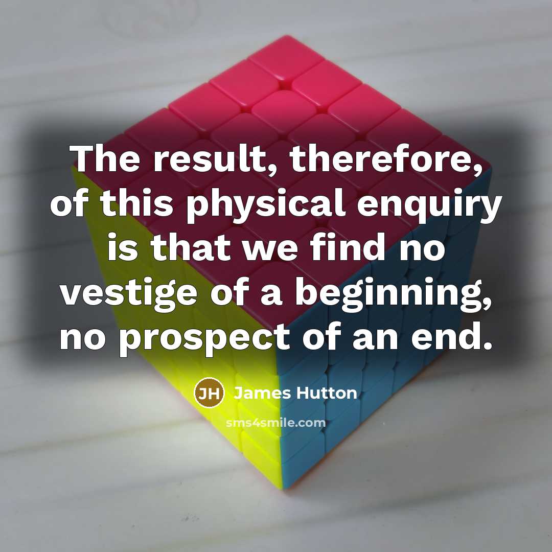 “The result, therefore, of this physical enquiry is that we…” quote by James Hutton
