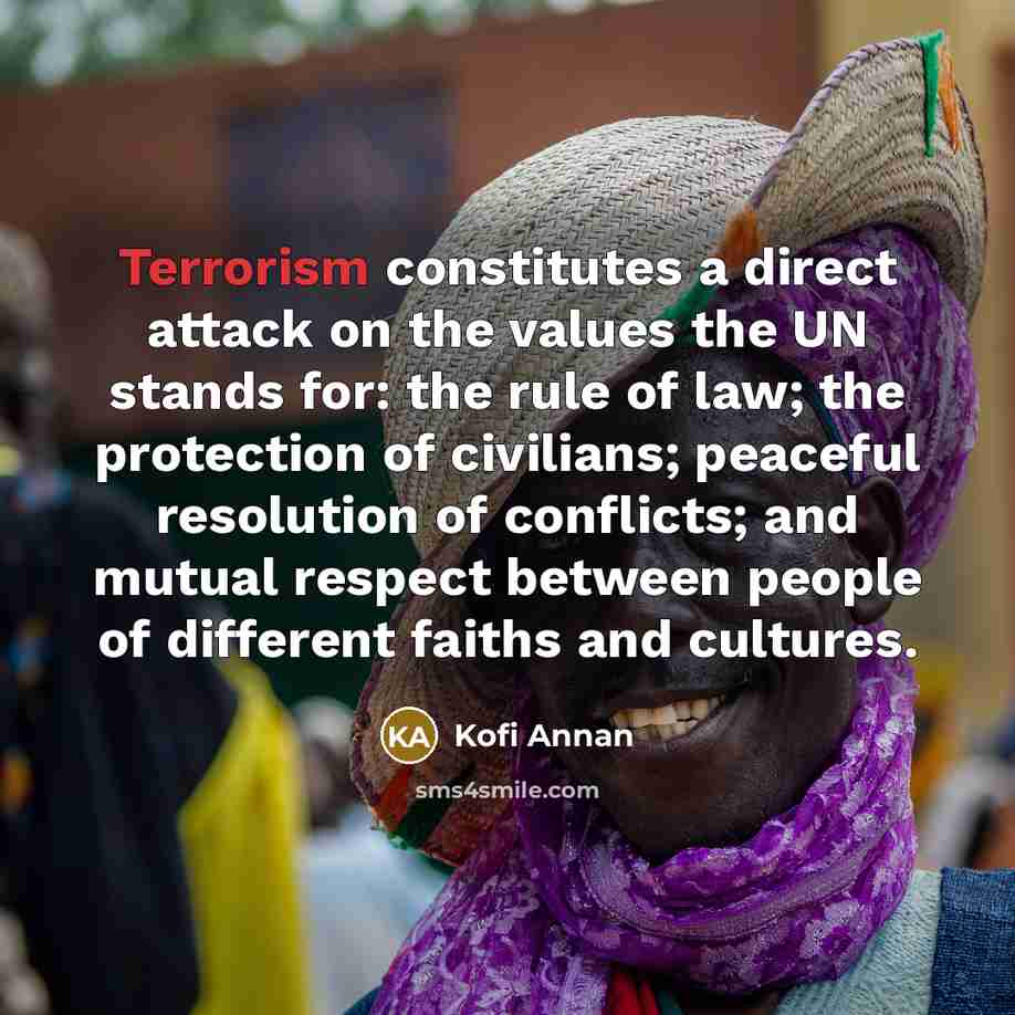 “Terrorism constitutes a direct attack on the values the UN…” quote by Kofi Annan