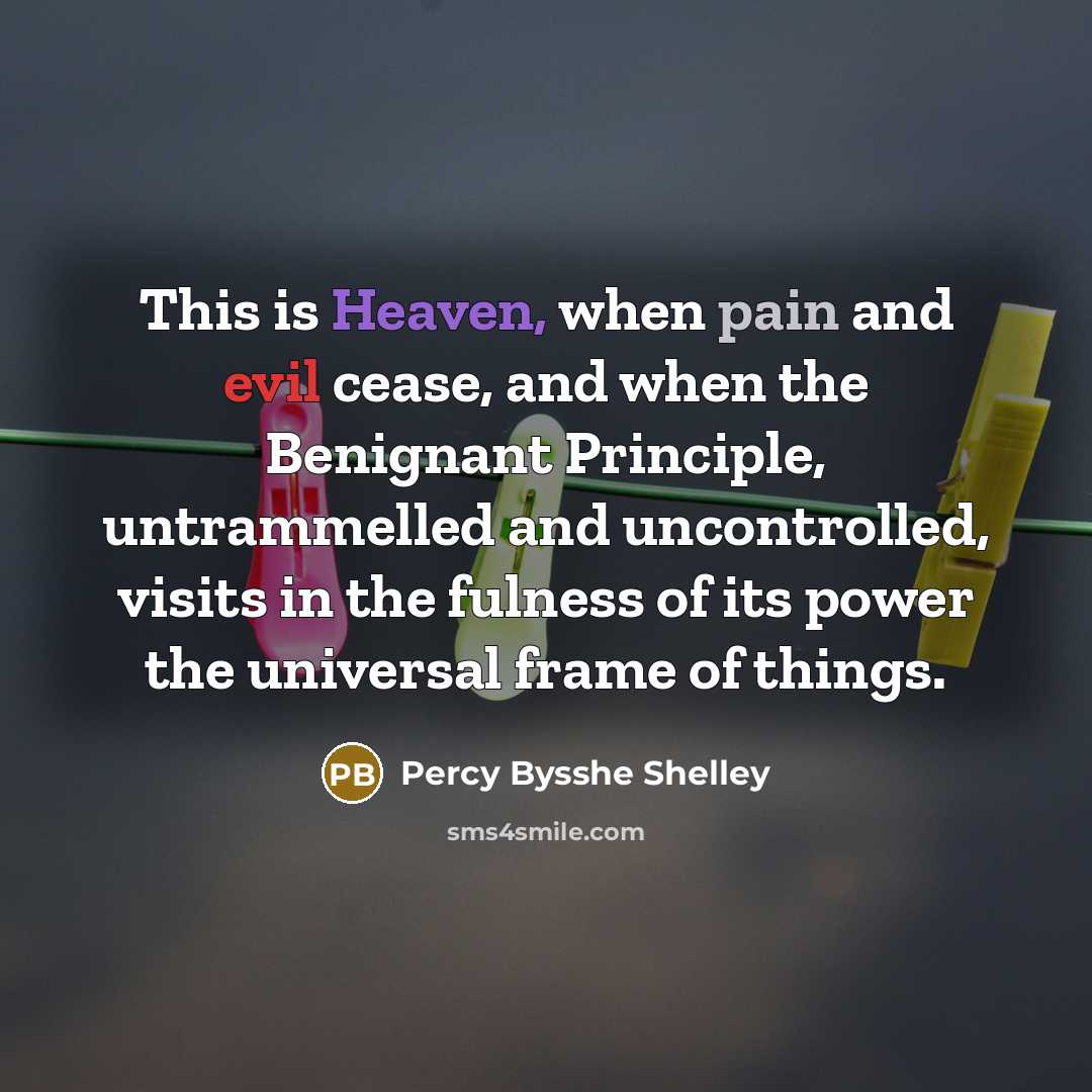 “This is Heaven, when pain and evil cease, and when…” quote by Percy Bysshe Shelley