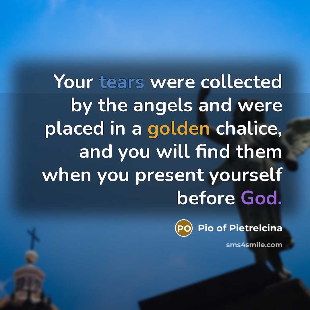 “Your tears were collected by the angels and were placed…” quote by Pio of Pietrelcina