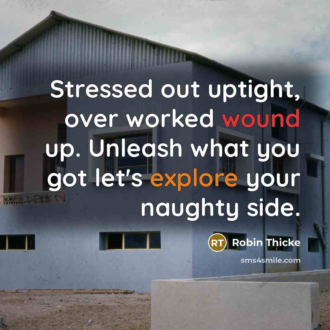 “Stressed out uptight, over worked wound up. Unleash what you got let's explore your naughty side.” quote by Robin Thicke