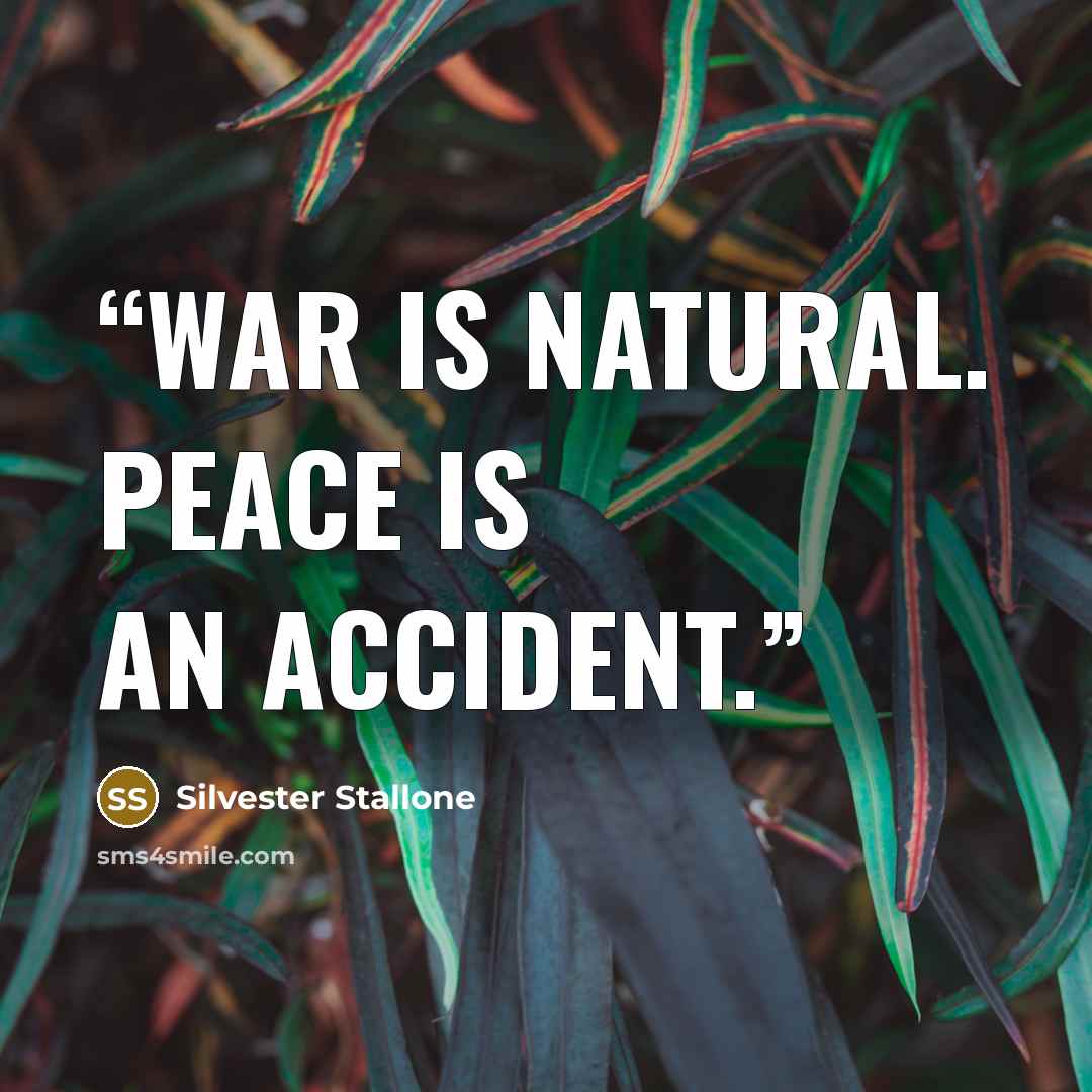 “War is natural. Peace is an accident.” quote by Silvester Stallone
