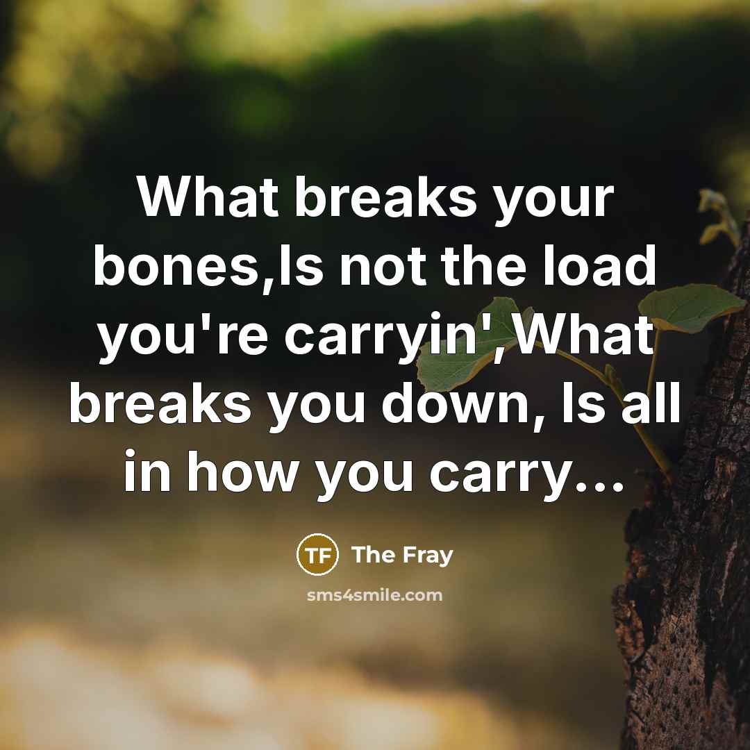 “What breaks your bones,Is not the load you're carryin',What breaks…” quote by The Fray