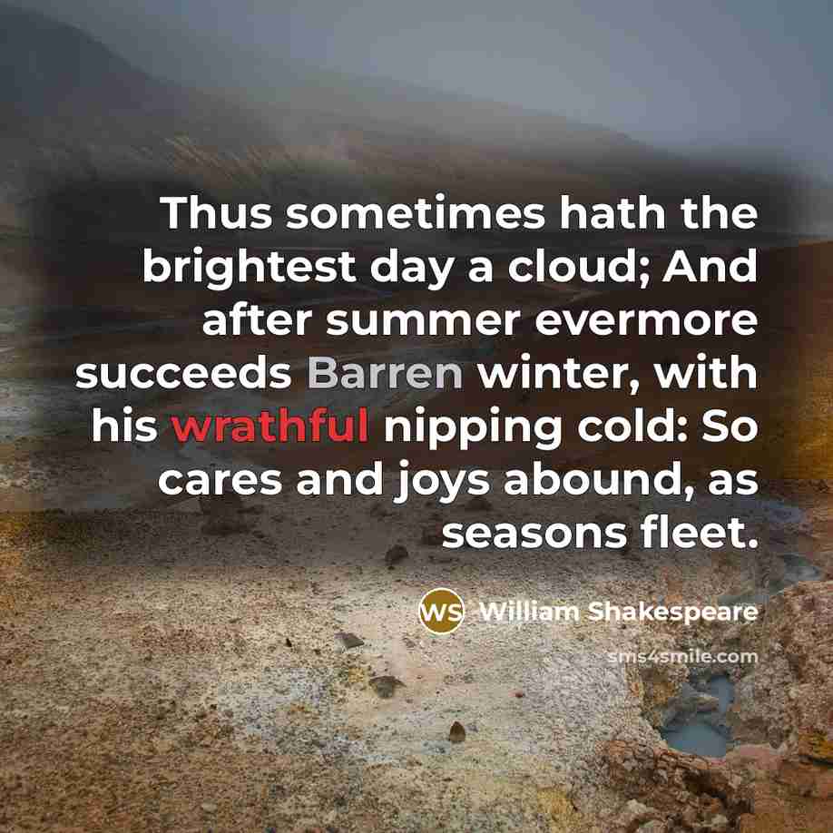 “Thus sometimes hath the brightest day a cloud; And after…” quote by William Shakespeare
