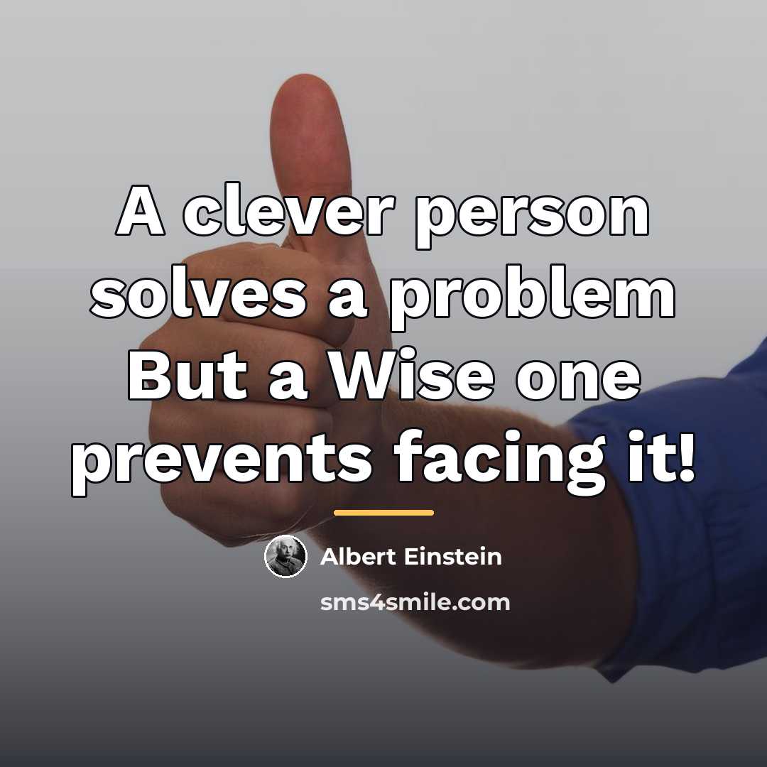 “A clever person solves a problem But a Wise one…” quote by Albert Einstein