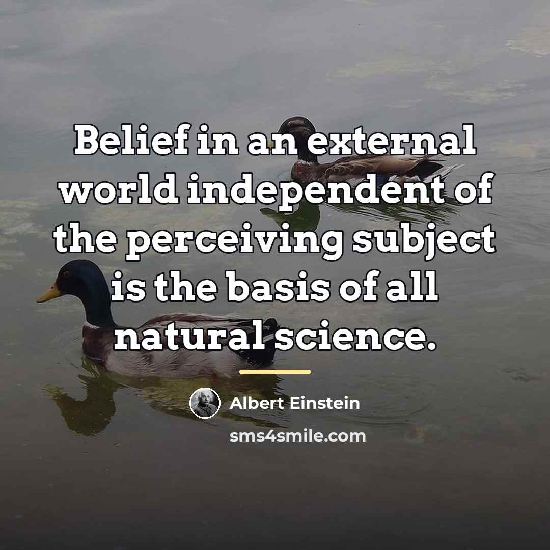 “Belief in an external world independent of the perceiving subject…” quote by Albert Einstein