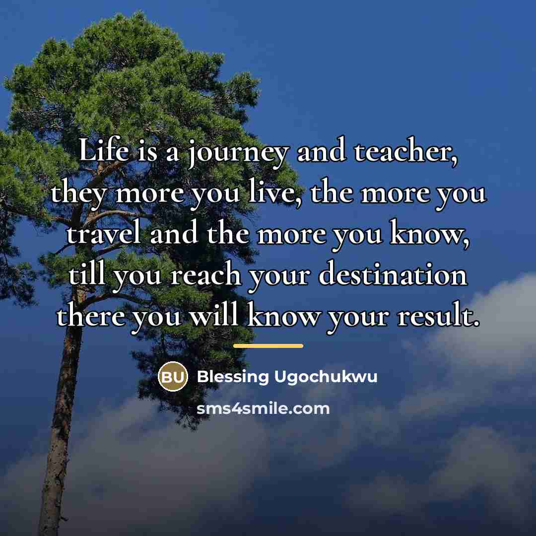 “Life is a journey and teacher, they more you live,…” quote by Blessing Ugochukwu