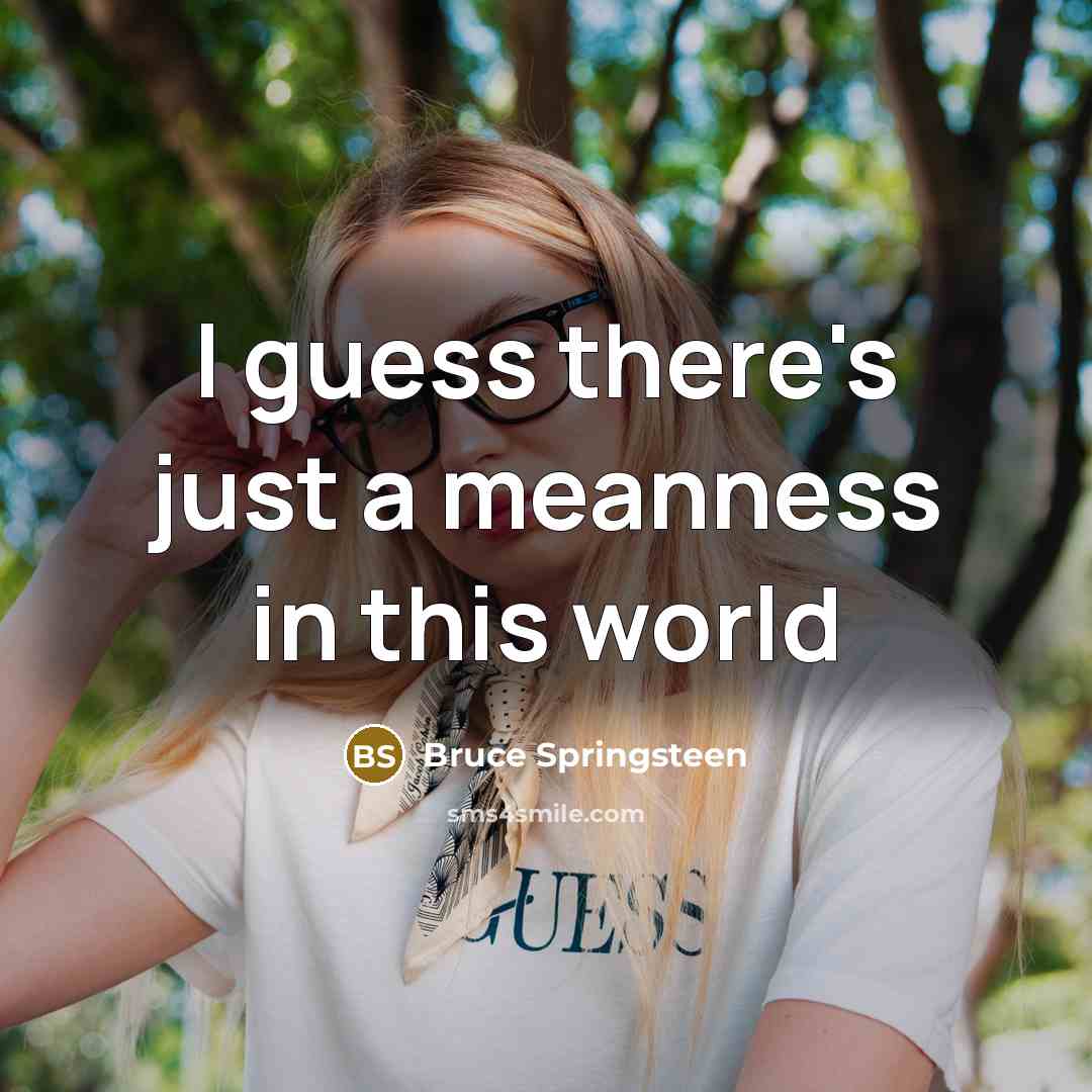 “I guess there's just a meanness in this world…” quote by Bruce Springsteen
