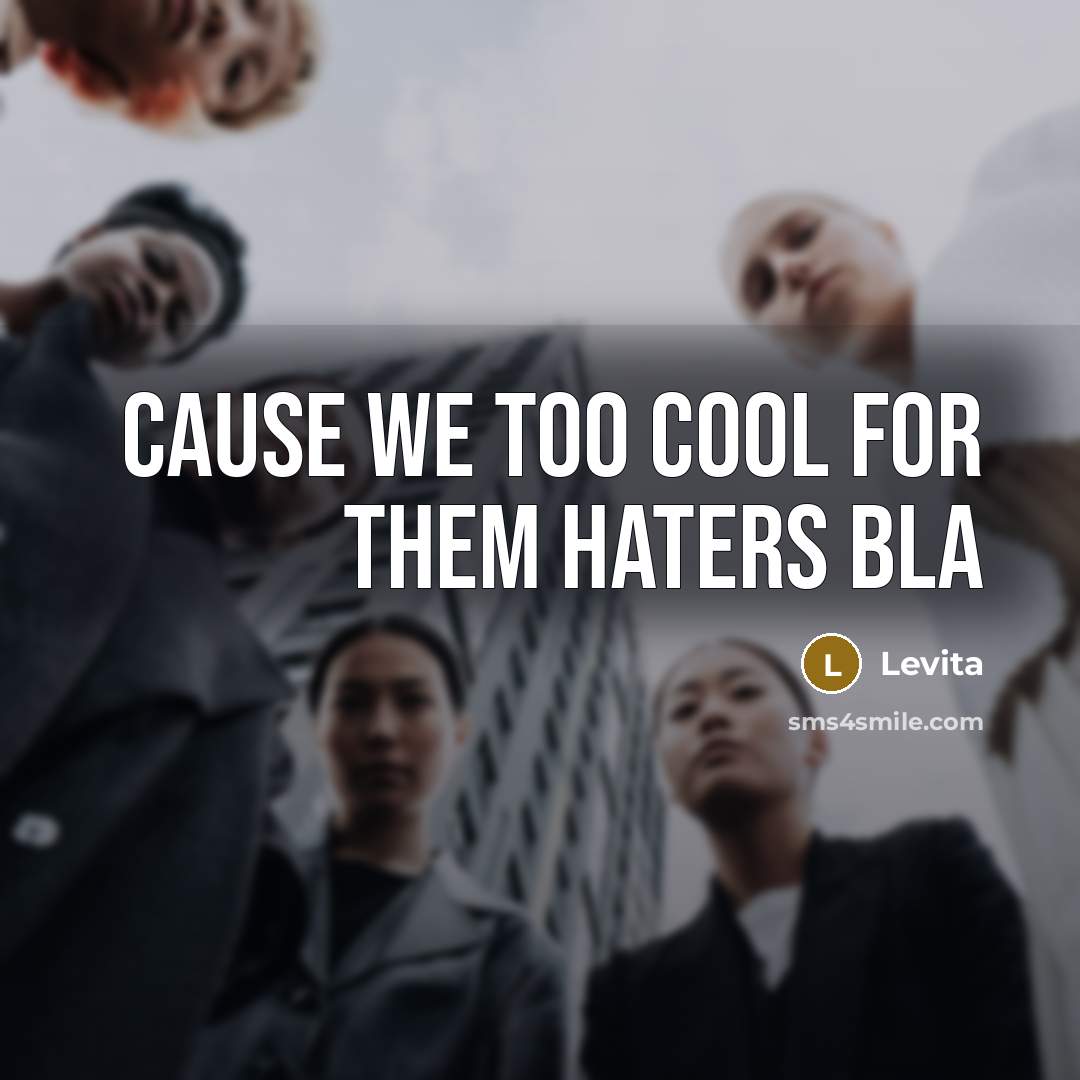 “Cause we too cool for them haters BLA” quote by Levita