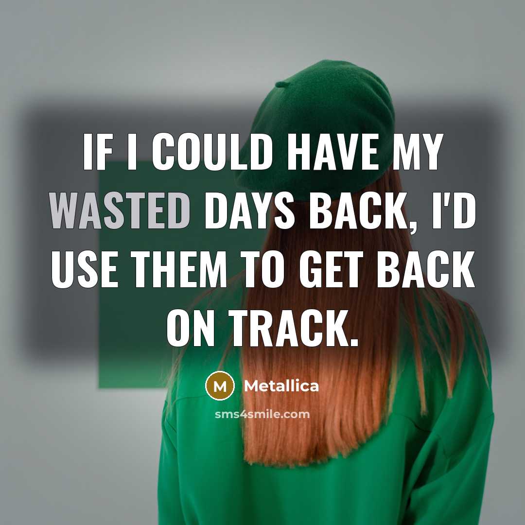 “If I could have my wasted days back, I'd use…” quote by Metallica