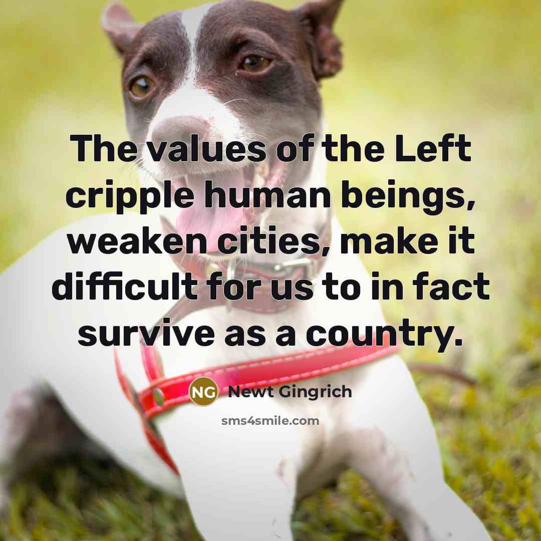 “The values of the Left cripple human beings, weaken cities,…” quote by Newt Gingrich
