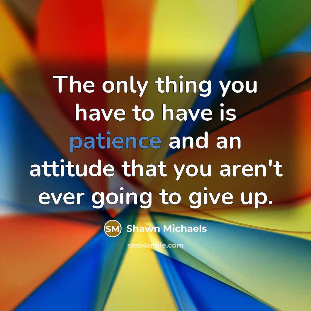 “The only thing you have to have is patience and…” quote by Shawn Michaels